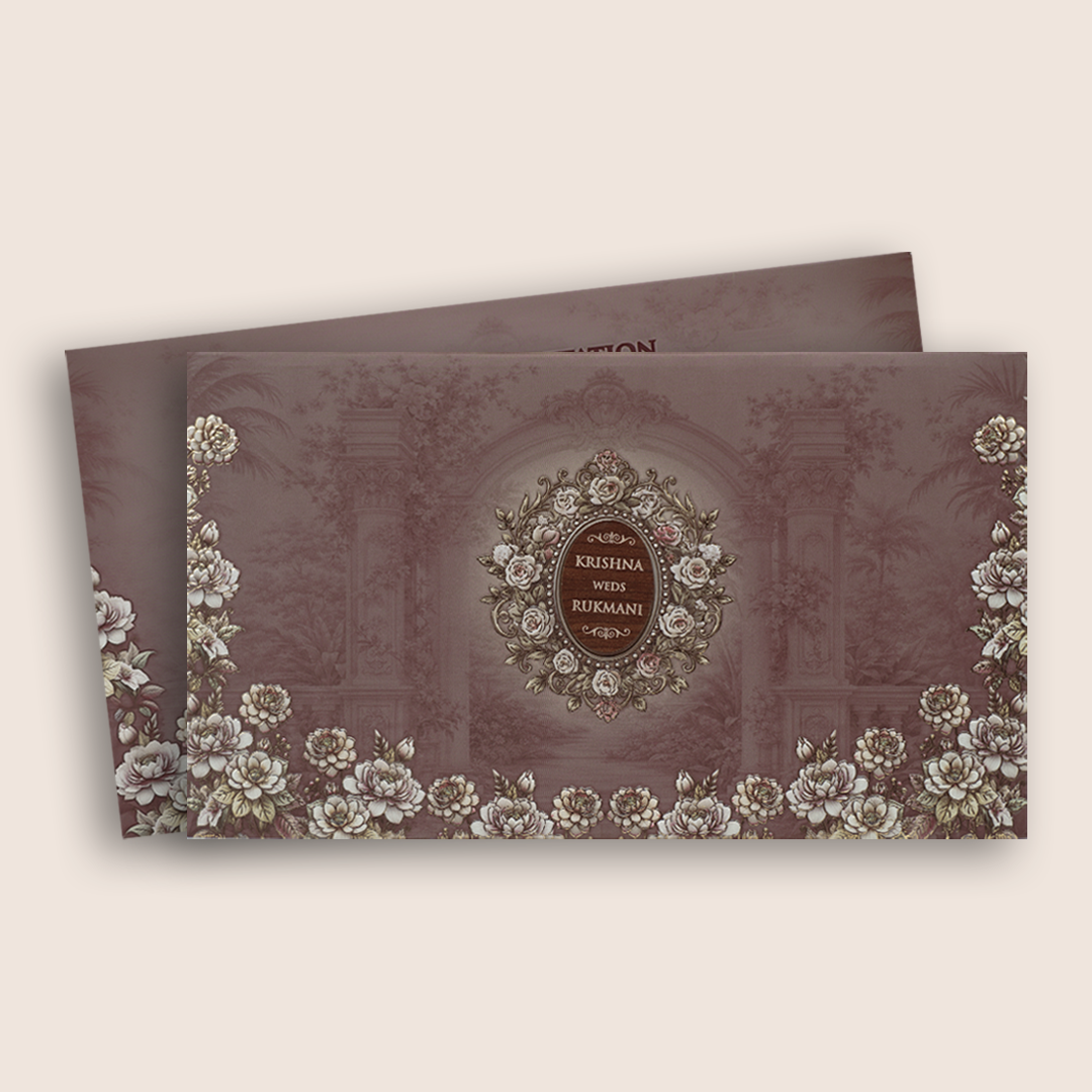 Warm Pink Floral Padded Invitation card - KJTS1922