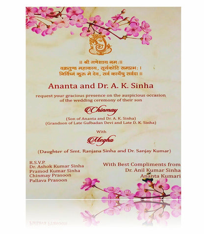 Pink And Brown Velvet Ultra Premium Box Invitation Card-KNKUP027
