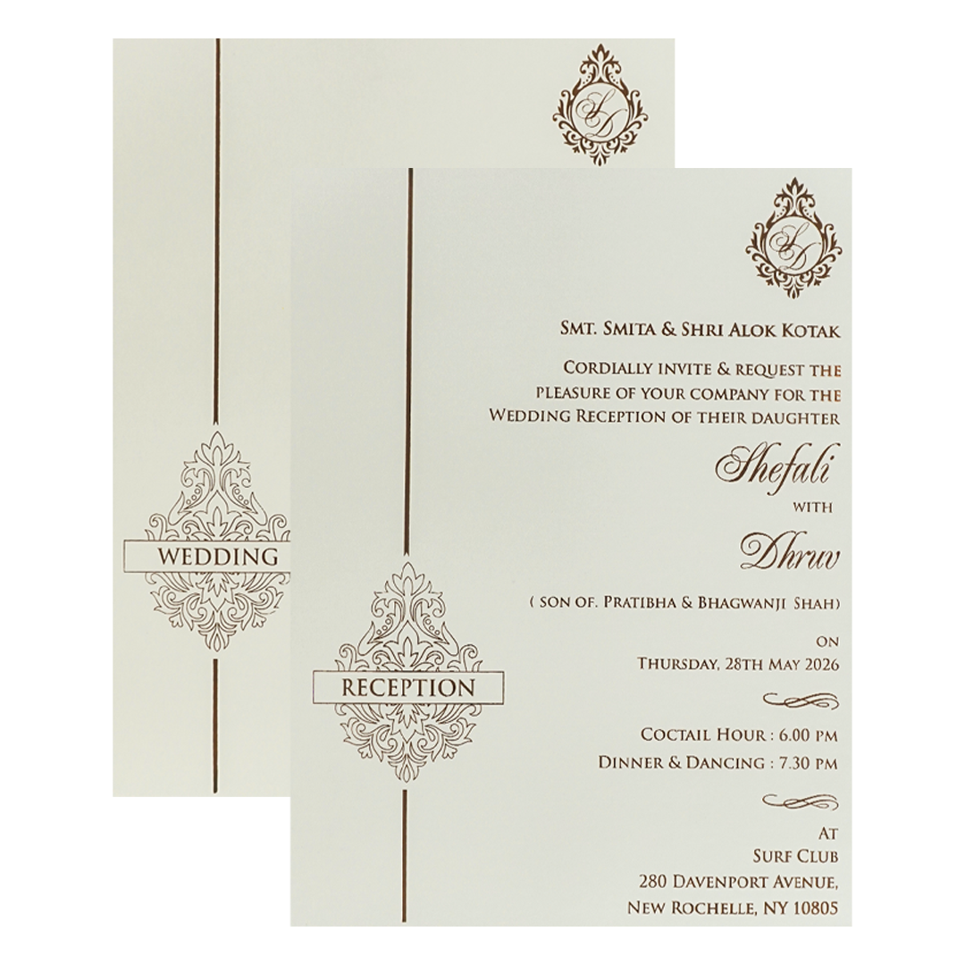 White Floral Ganesha Padded Wedding Card-KRE28170