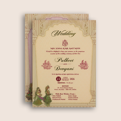 Blue Bride Groom Padded Wedding Card - KJTS1729