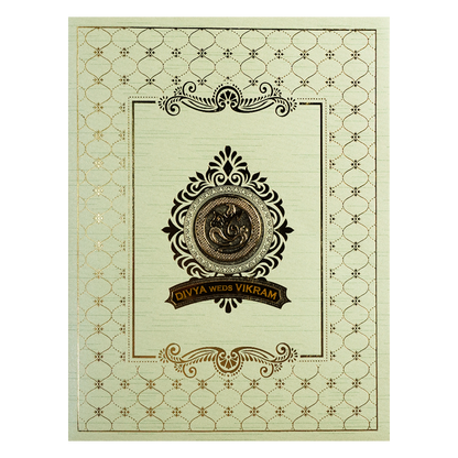 Mint Green Ganesha Lattice Wedding Card-KNKR5033N