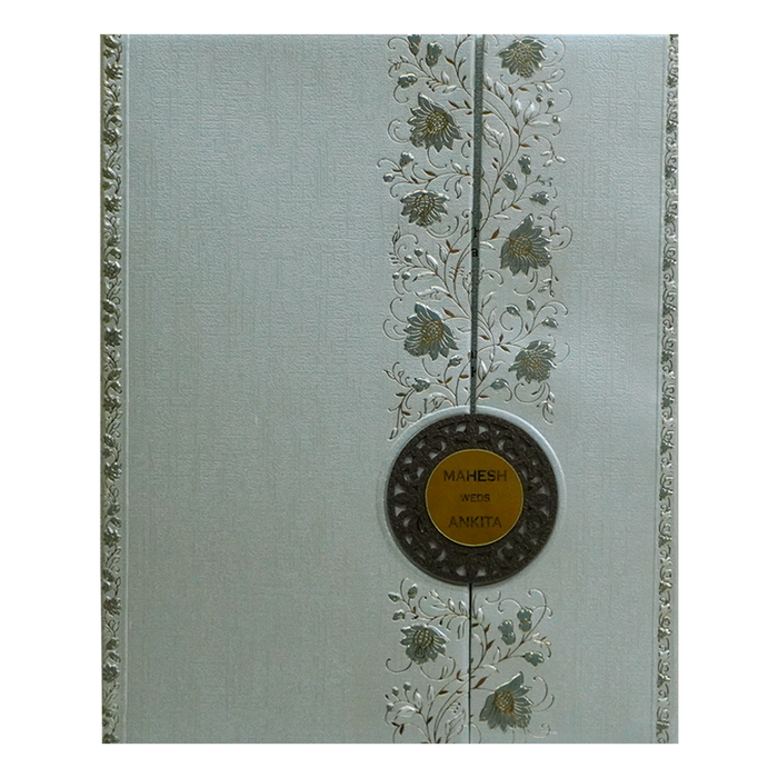 Greyish Green Padded Wedding Card-King of Cards