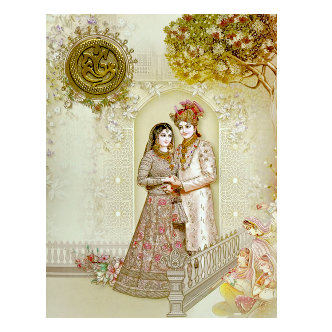 Pastel Green Bride And Groom Wedding Card-KNKC4075