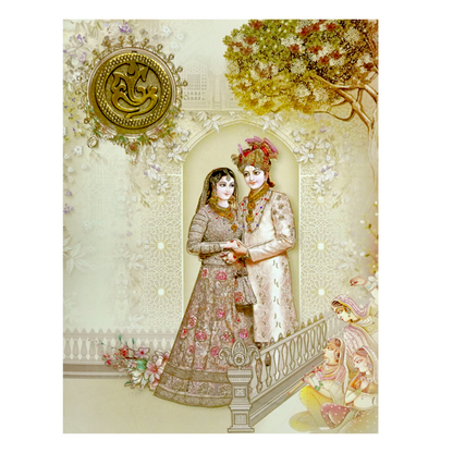 Pastel Green Bride And Groom Wedding Card-KNKC4075