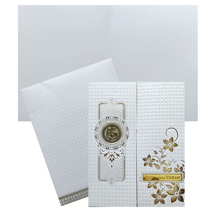 White Floral Door Nameplate Invitation Card-King of Cards