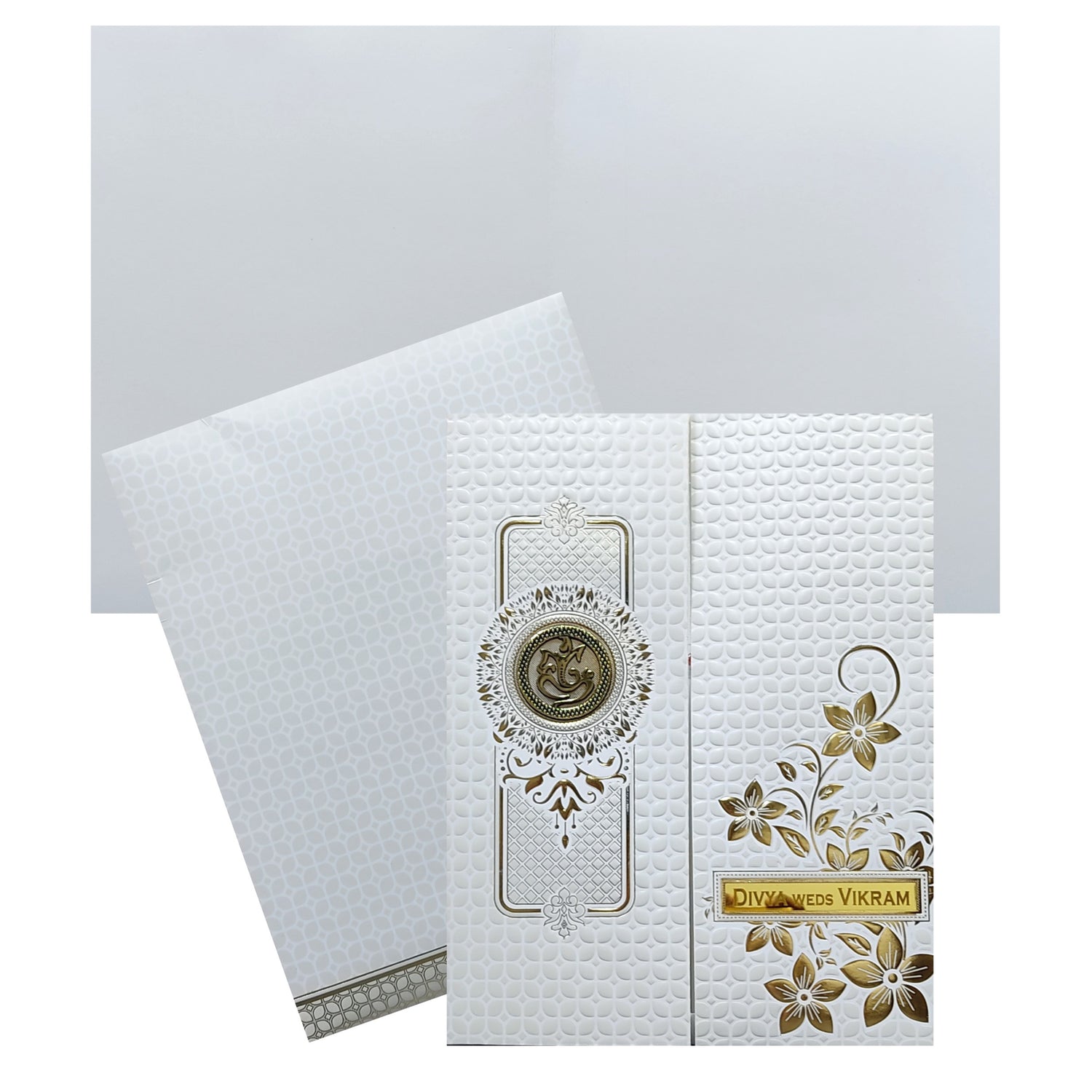 White Floral Door Nameplate Invitation Card-King of Cards