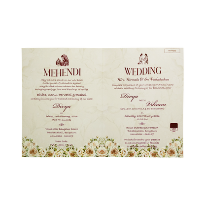 Ivory Traditional Peacock Nameplate Invitation Card-King of Cards