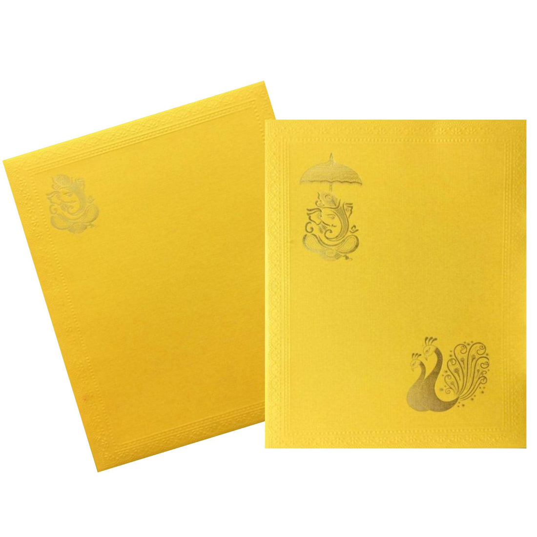 Sparkling Gold Color Ganesha Wedding Card-KNK50060