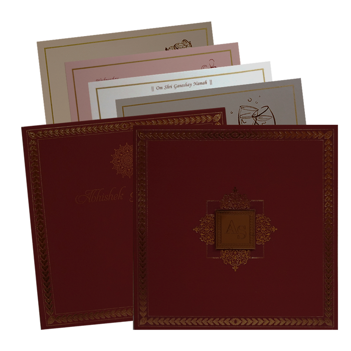 Maroon Copper Foil Wedding Card-King of Cards