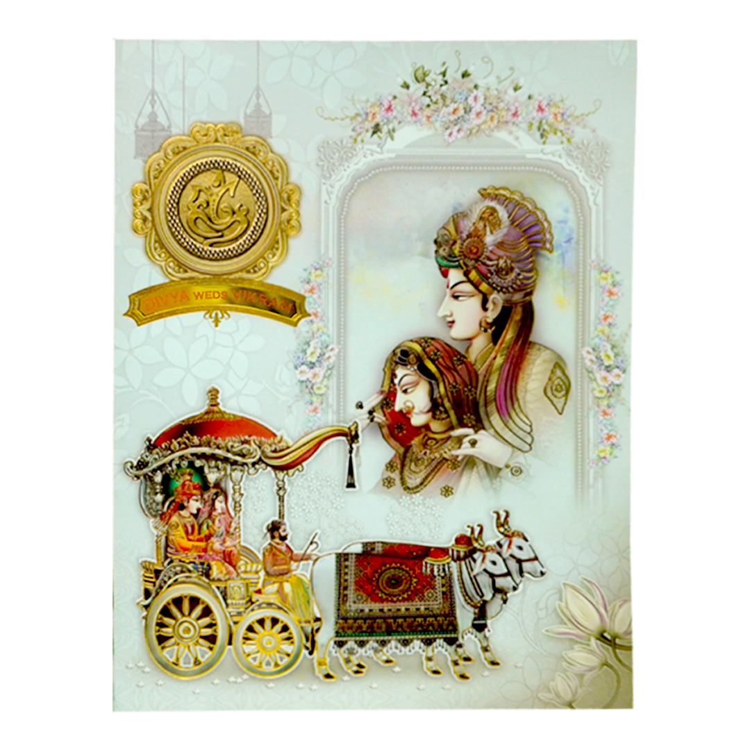 Grey Traditional Indian Wedding Card-KNKJ1122