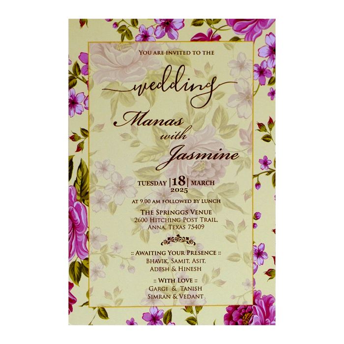 Light Pastel Yellow Marriage Card-King of Cards