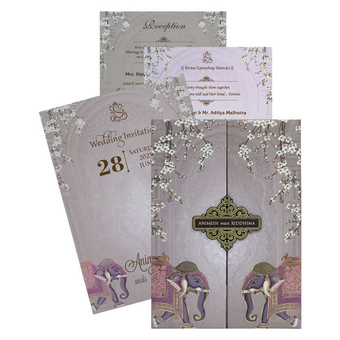 Pastel Mauve Padded Wedding Card-King of Cards
