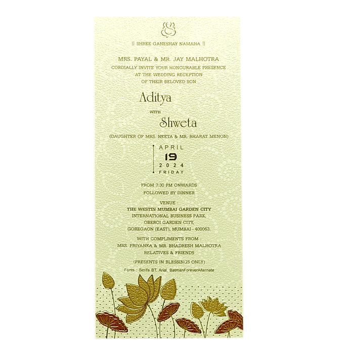 White Floral Single Sheet Invitation Card-King of Cards