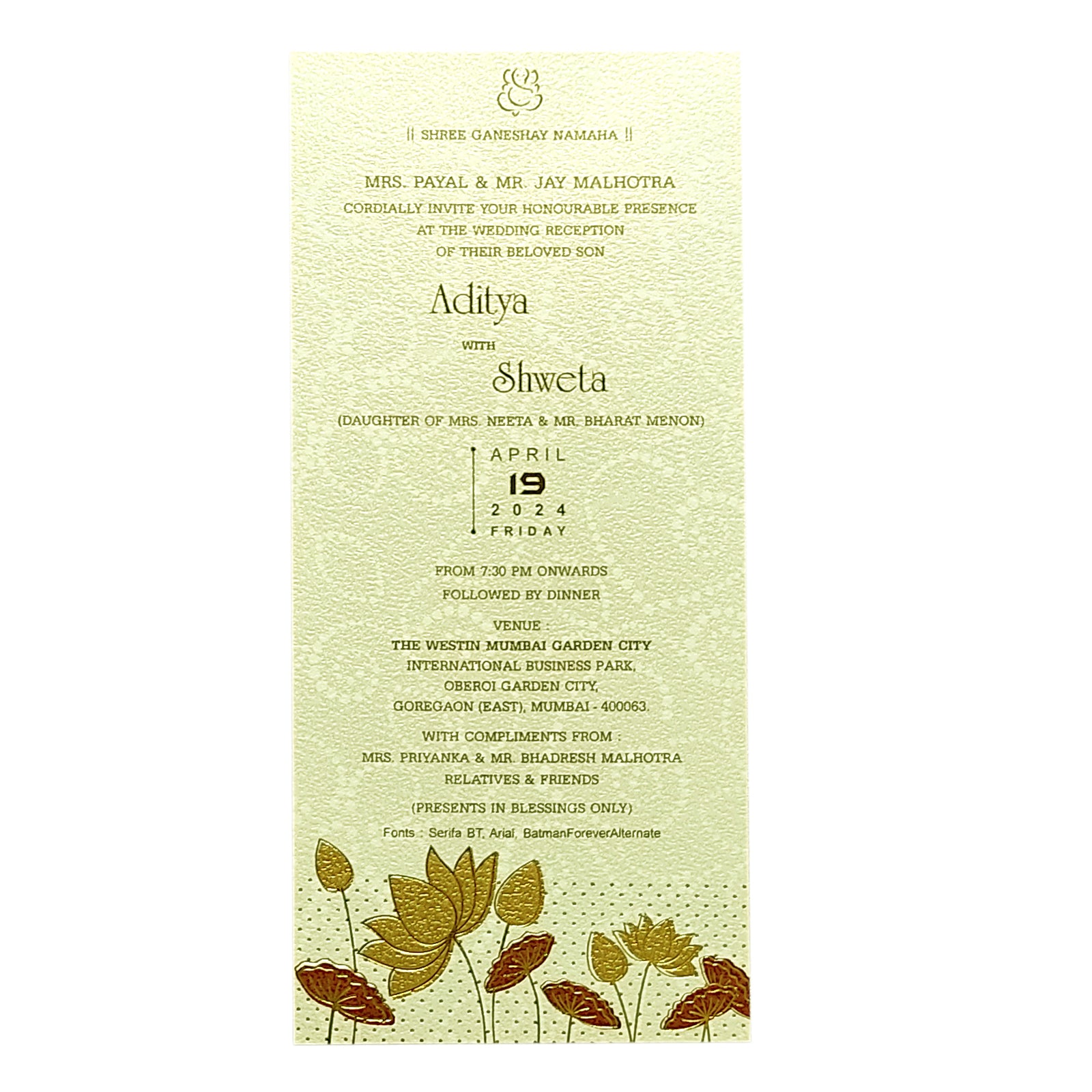 White Floral Single Sheet Invitation Card-King of Cards