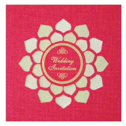 Dazzling Red Color With Blossom Laser Cut Wedding Card-KNK43365