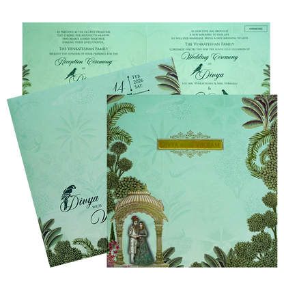 Green Traditional Nameplate Invitation Card-King of Cards