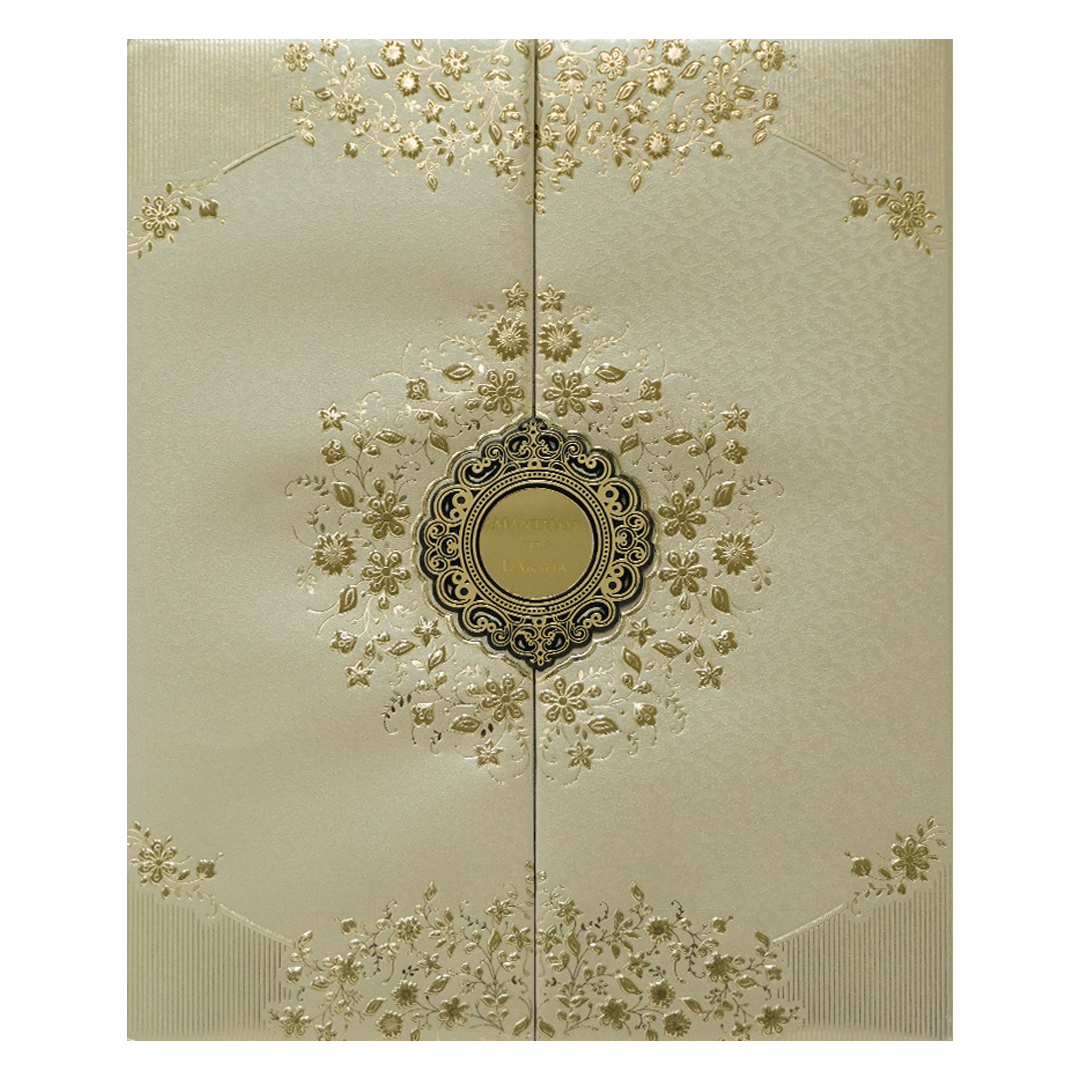 Check out Gold Floral Padded Wedding Card Card at best price. ✅WhatsApp Support ✅Express Delivery.|King of cards.