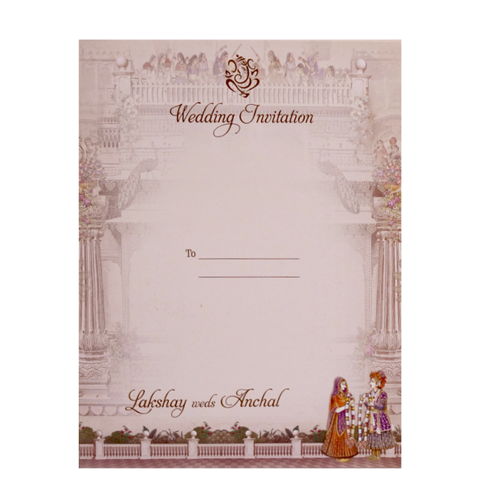 Light Apricot Pink Padded Invitation-King of Cards