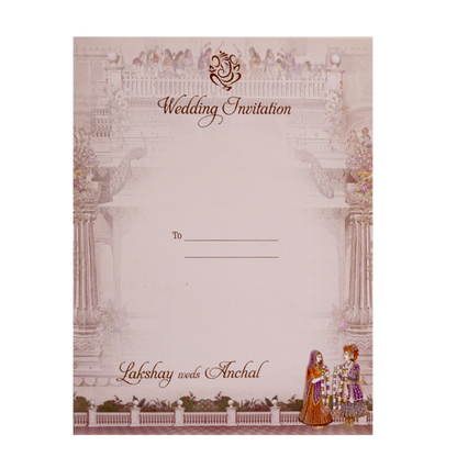 Light Apricot Pink Padded Invitation-King of Cards