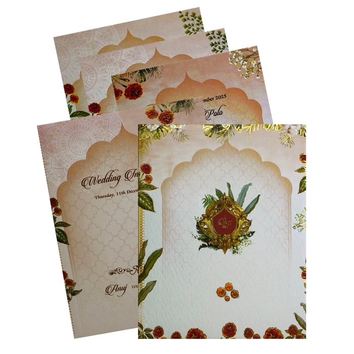 Cream Padded Wedding Card-King of Cards
