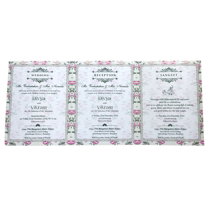 Blue Floral Twofold Wedding Card-KNKQ8304