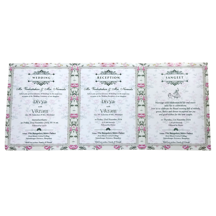 Blue Floral Twofold Wedding Card-King of Cards