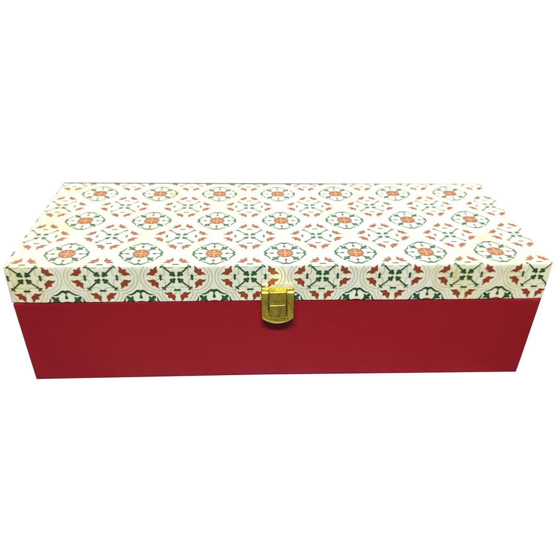 Red Floral Elongated Box Invitation-KBX0205-King of Cards