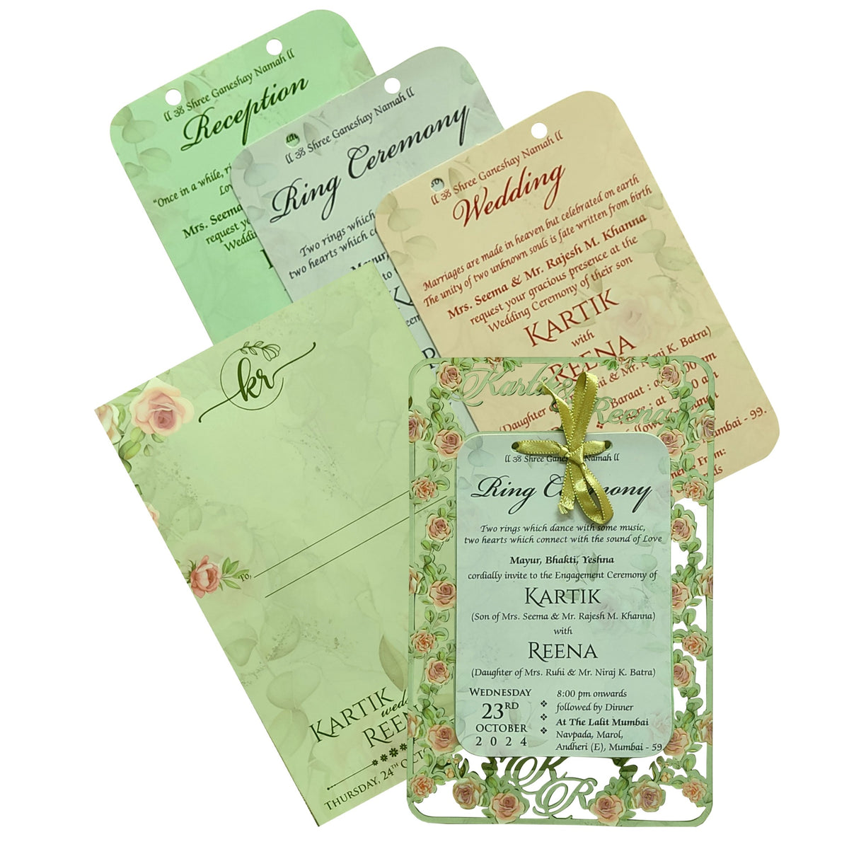 Light Green MDF Wedding Card-KVN06430