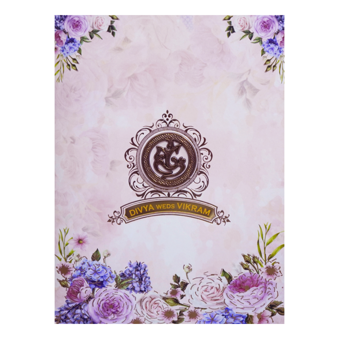Colourful Floral Wedding Card With a Gold Touch-KNKC4061-King of Cards