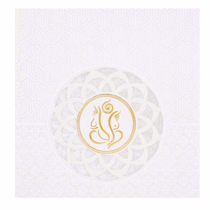 Dazzling Cut Design With Ganesha Theme Wedding Card - KNK30521