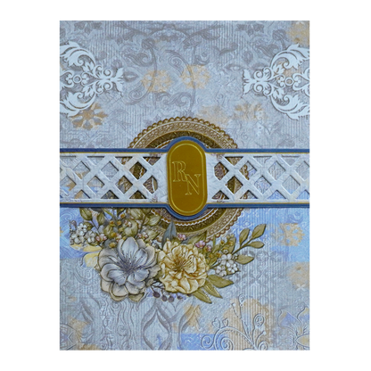Blue Grey Floral Wedding Box-King of Cards
