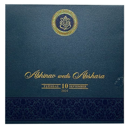 Blue Floral Door Wedding Card Design-King of Cards