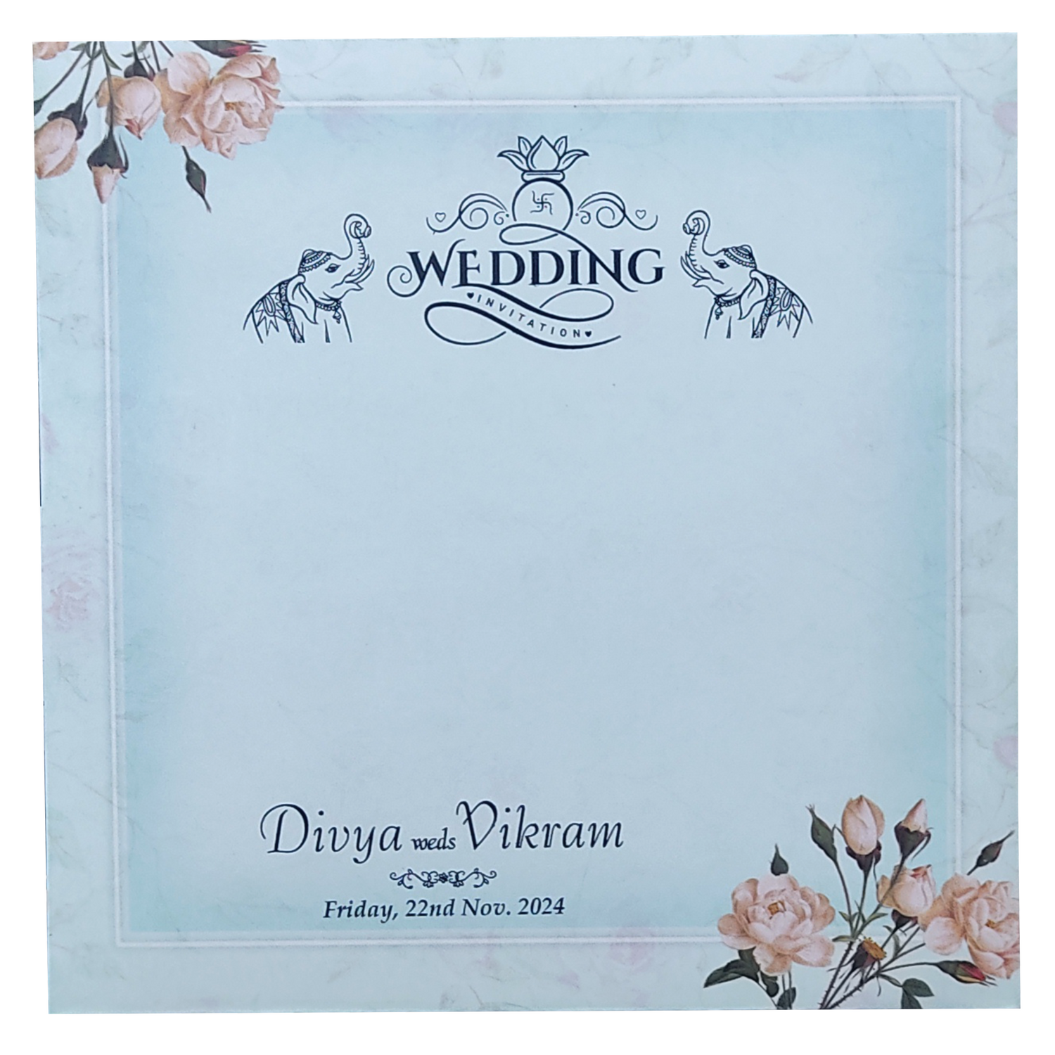 Blue Floral Single Sheet Invitation Card-KNIC7302
