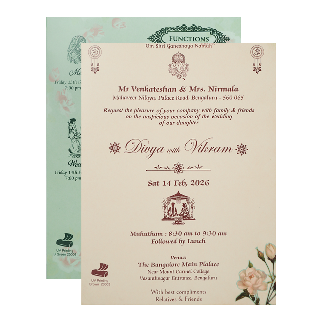 Buy Green Yellow Floral Wedding Card