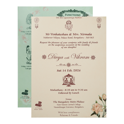 Buy Green Yellow Floral Wedding Card