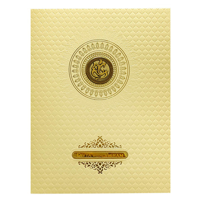 Sandal Embossed Ganesha Invitation Card-KNK4202C