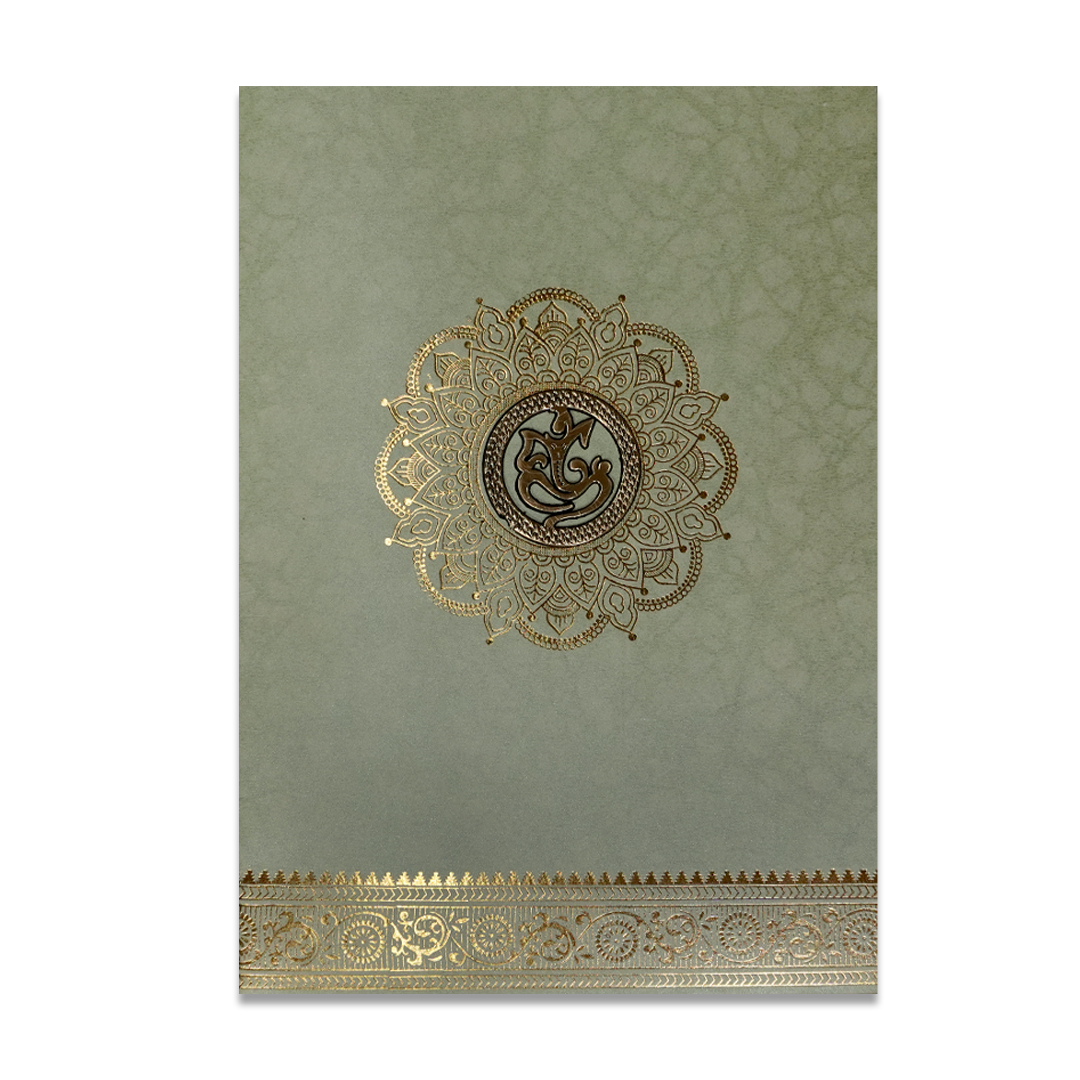Soft Green Floral Mandala Wedding Card-KNKR026GL