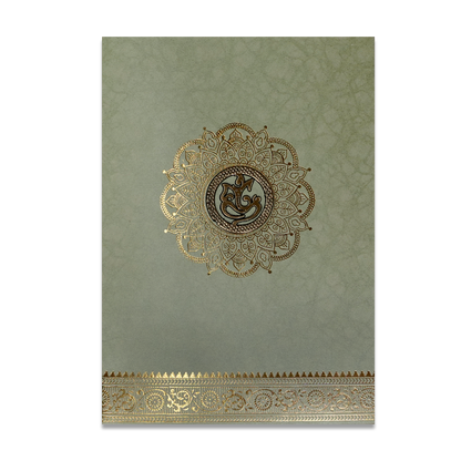 Soft Green Floral Mandala Wedding Card-KNKR026GL