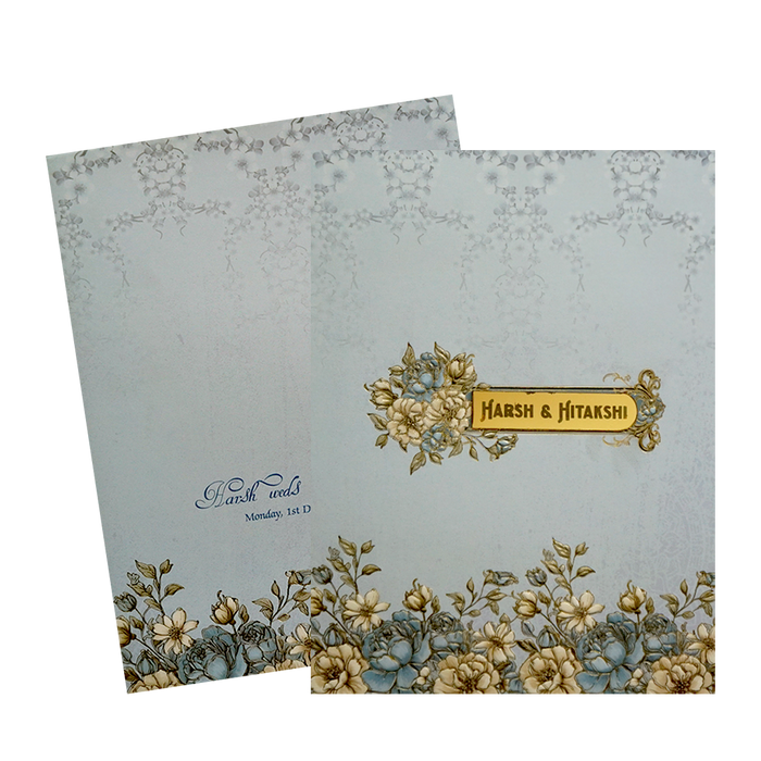 Blue Floral Wedding Card-King of Cards