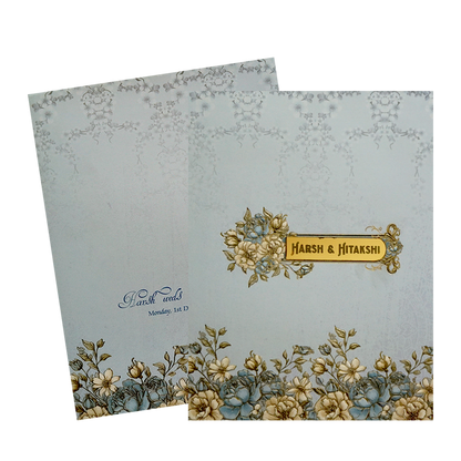 Blue Floral Wedding Card-King of Cards