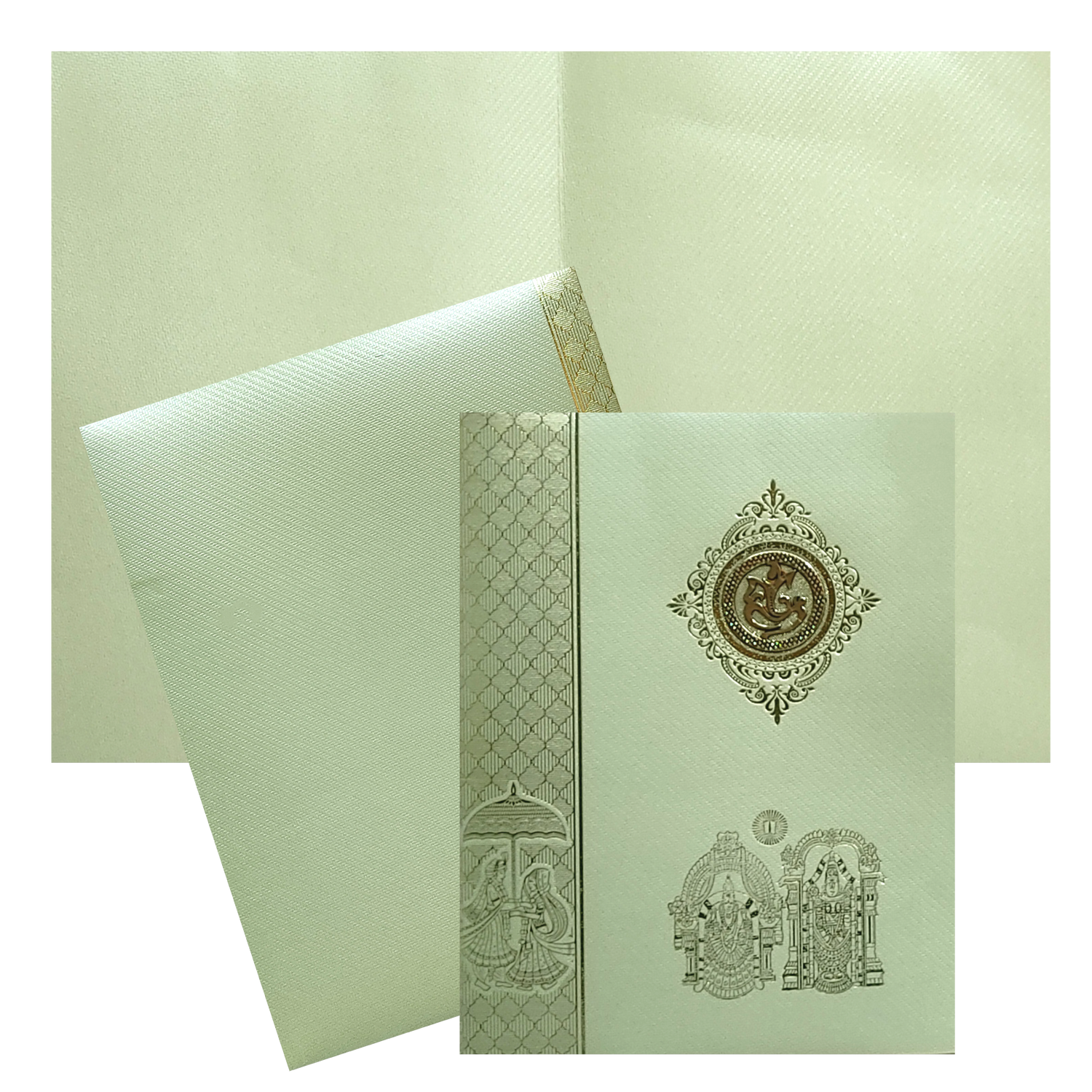 Olive Green Hindu Wedding Invitation Card-KNKGN5024