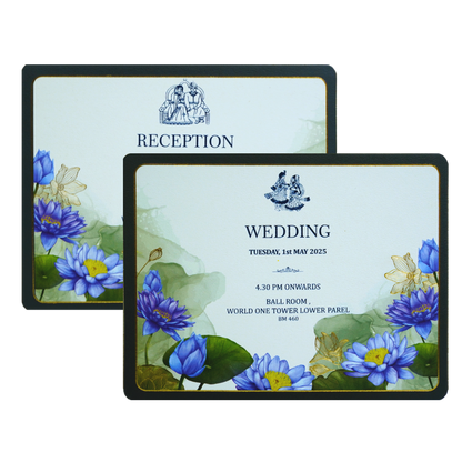 Blue Floral Wedding Card Design-King of Cards