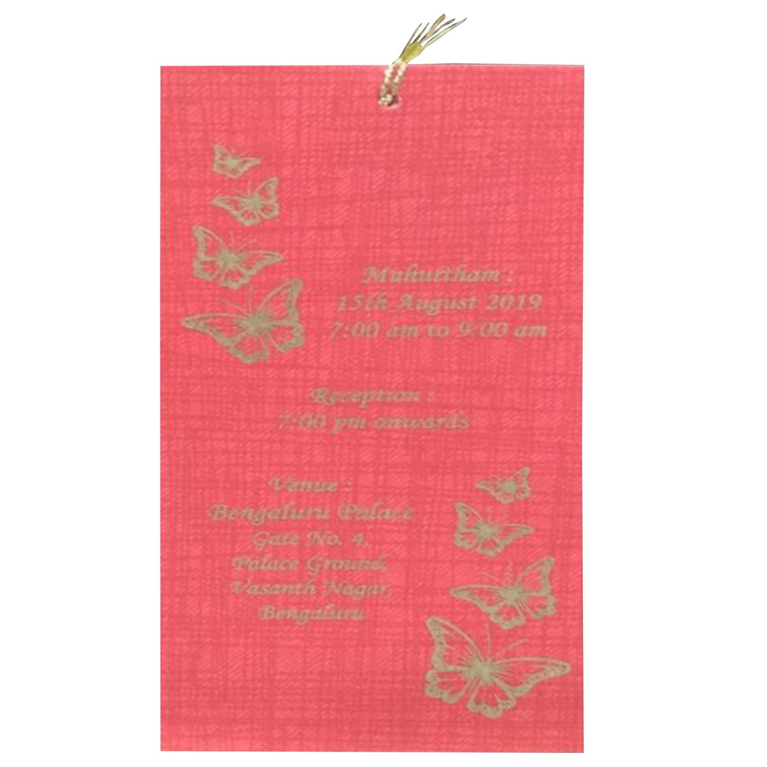 Alluring Butterfly Theme With Bright Red Shading Personal Wedding Card  - KNPSU06R-King of Cards