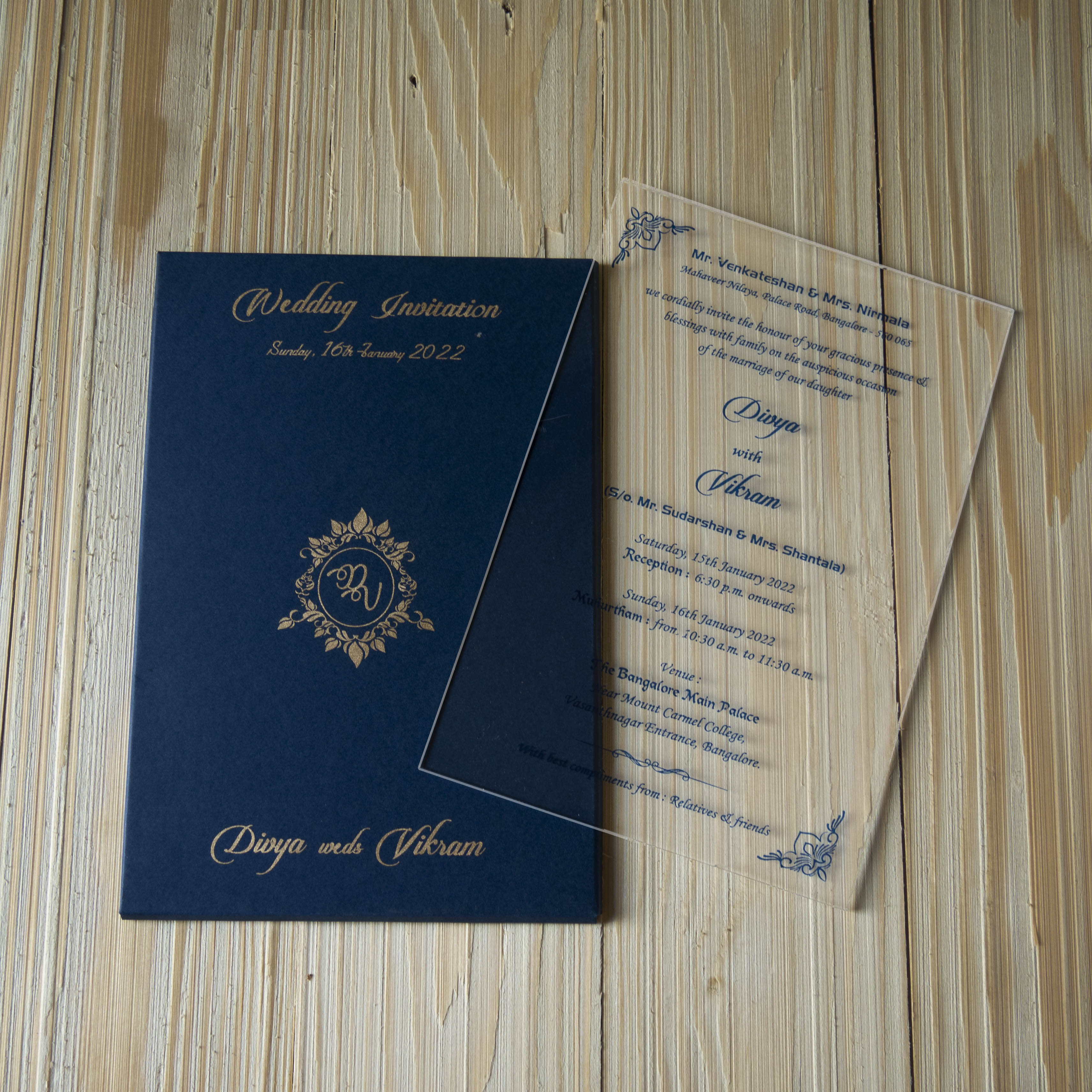 Kingofcards White Acrylic Material Wedding Invitation Card-KNAT3702B