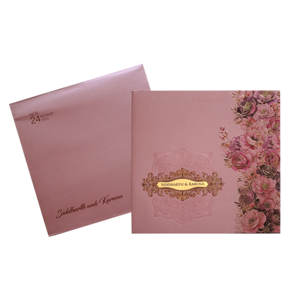 Bronze Pink Premium Padded Wedding Invitation-King of Cards