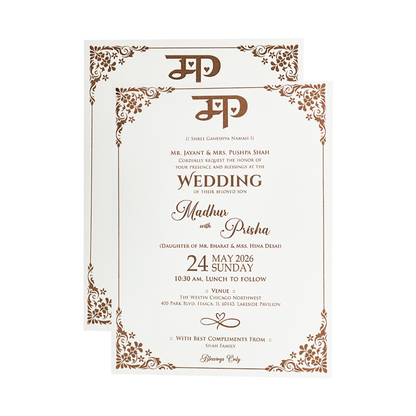 White Floral Padded Wedding Card-KSH73600