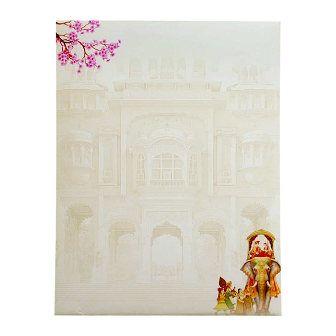 Cream Royal Elephant Nameplate Wedding Card-King of Cards