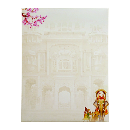 Cream Royal Elephant Nameplate Wedding Card-King of Cards