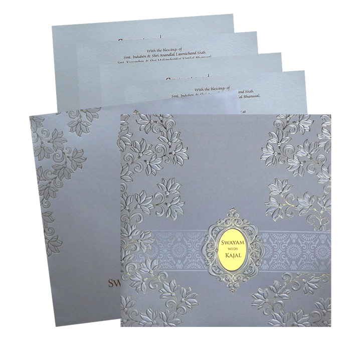 Silver Embossed Wedding Card-King of Cards