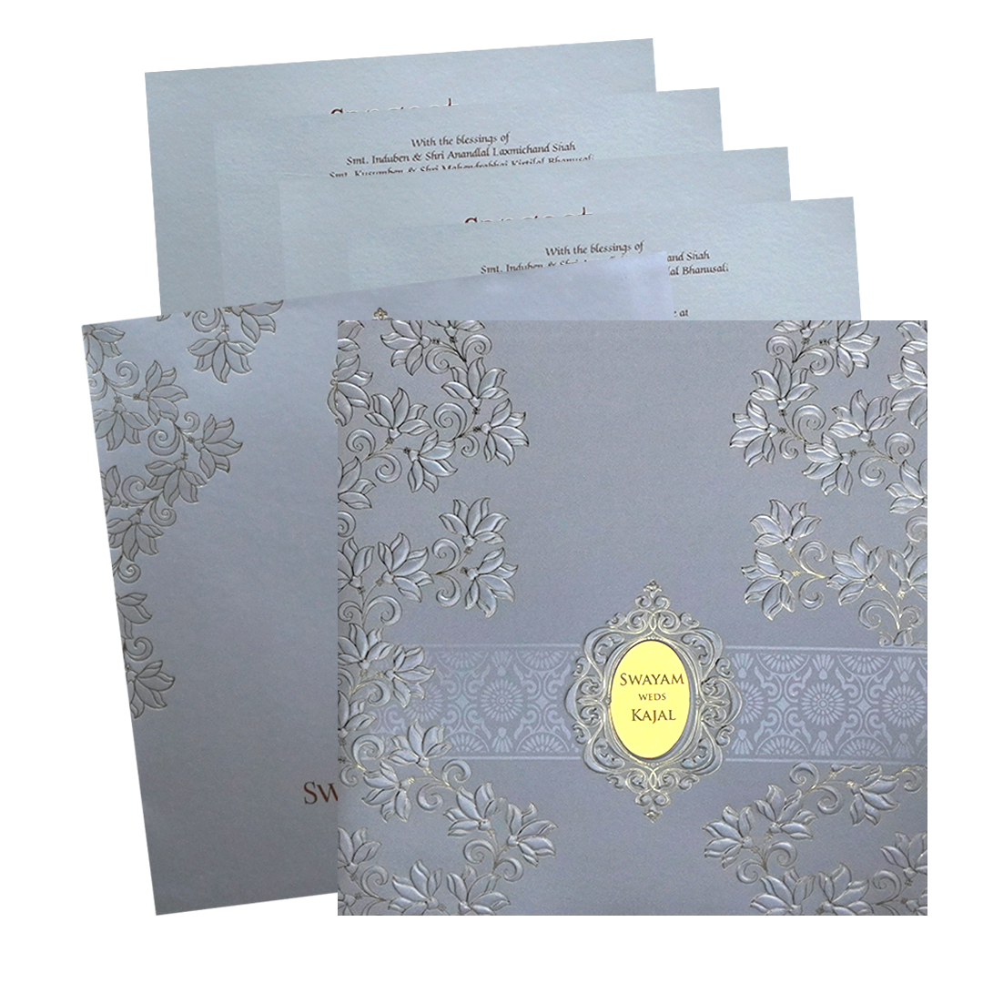 Silver Embossed Wedding Card-KPR09130